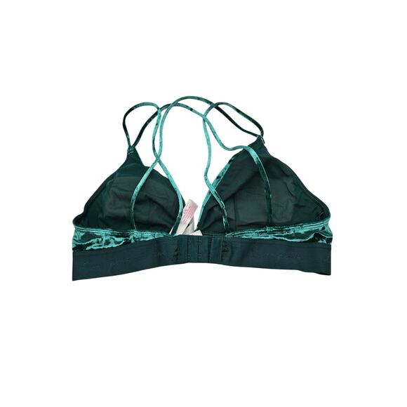 PINK by Victorias Secret Sz M Bralette Bra Emerald Green Velvet Velour Sheen - Picture 3 of 6